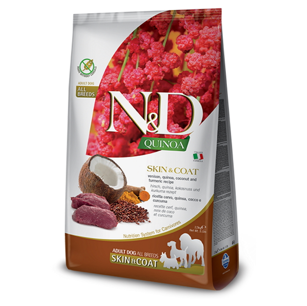 E-shop N&D Quinoa Skin & Coat Venison & Coconut pro psy 2,5 kg