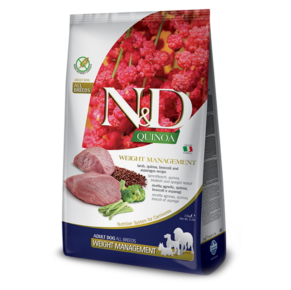 E-shop N&D Quinoa Weight Management Lamb & Broccoli pro psy 2,5 kg