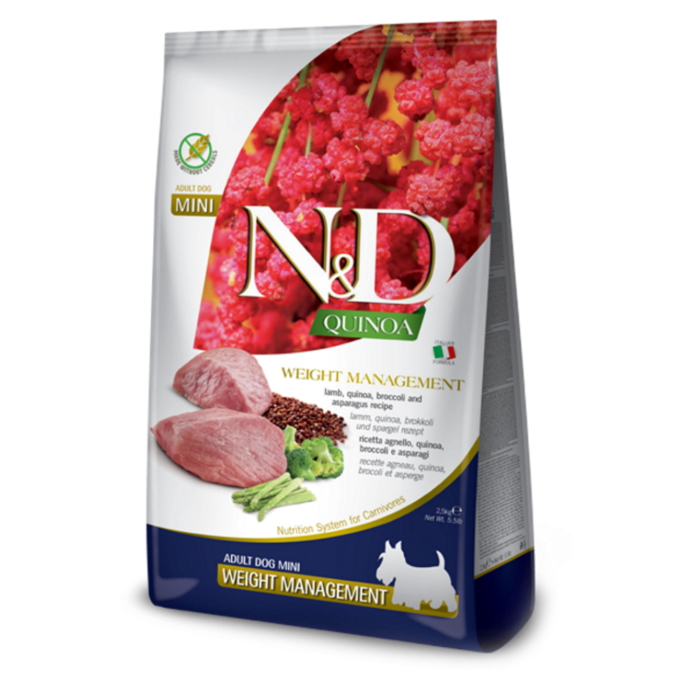 E-shop N&D Quinoa Weight Management Lamb & Broccoli Mini pro malá plemena psů 2,5 kg