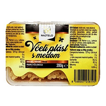 NAJTELO Včelí plást s medem 100% přírodní raw 200 g (Tekutá sladidla) - RAW