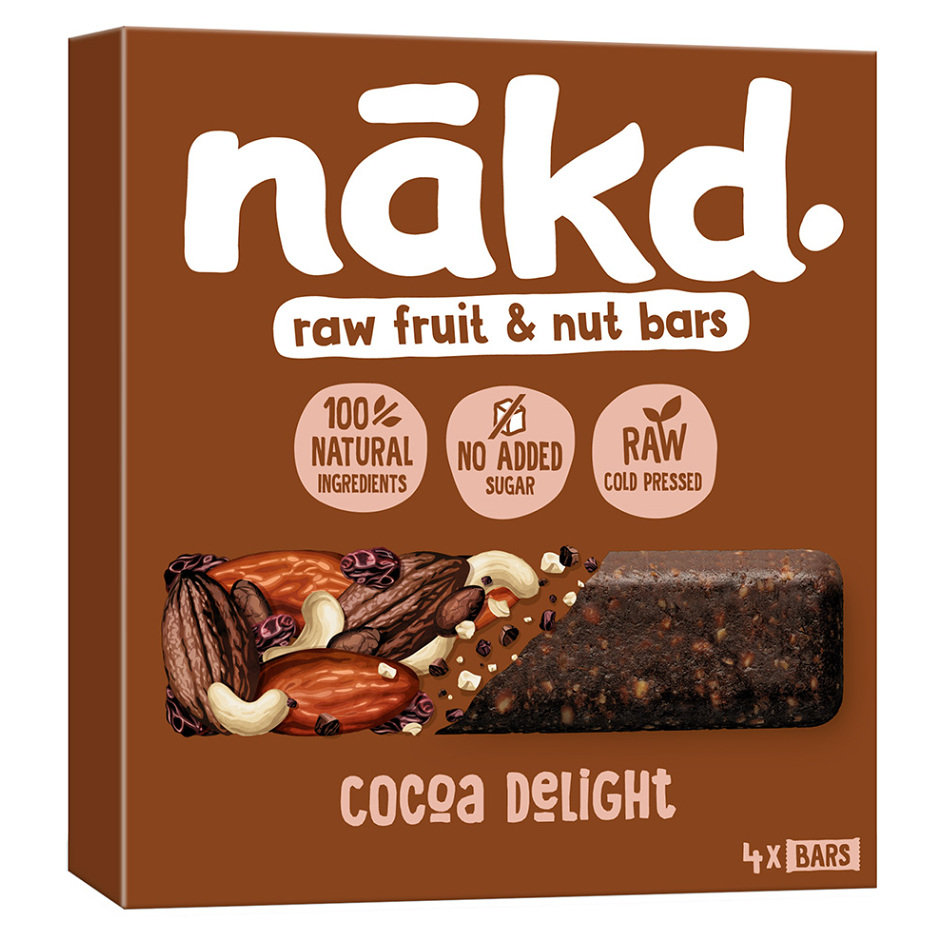 Levně NAKD Cocoa delight ovocno oříškové raw tyčinky s kakaem 4 x 35 g