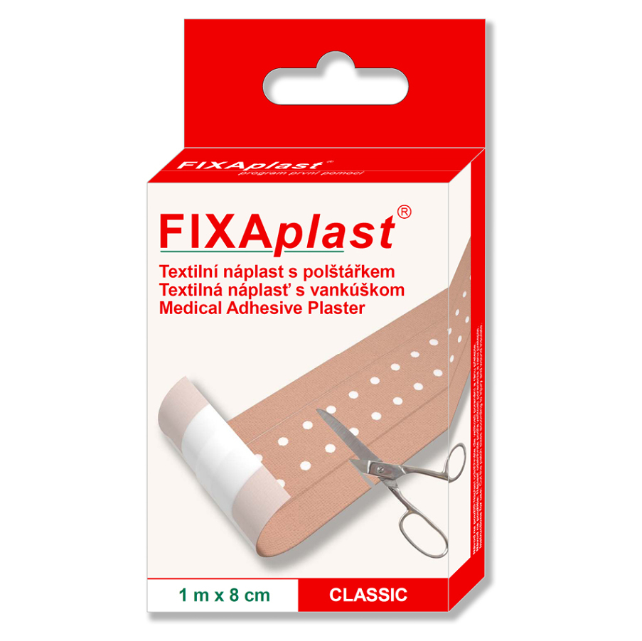 Levně FIXAPLAST Classic náplast textilní s polštářkem 1m x 8cm