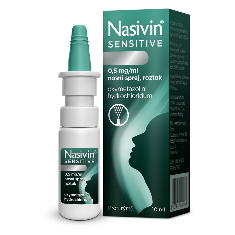 Levně NASIVIN® Sensitive 0,5 mg/ml nosní sprej, roztok 10 ml