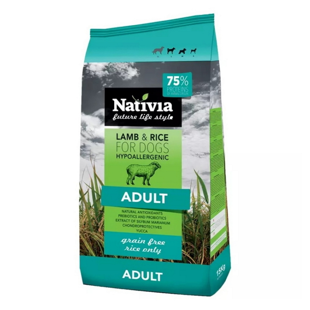 Levně NATIVIA Dog Adult Lamb & Rice granule pro psy s citlivým zažíváním 1 ks, Hmotnost balení: 15 kg