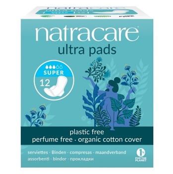 NATRACARE Menstruační vložky Ultra SUPER s křidélky 12 ks (Přírodní menstruační vložky)
