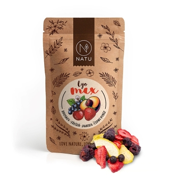 NATU Lyo mix broskev a třešeň 40 g (Různorodé ovoce) - Přírodní, Vícesložkové, Lyofilizované