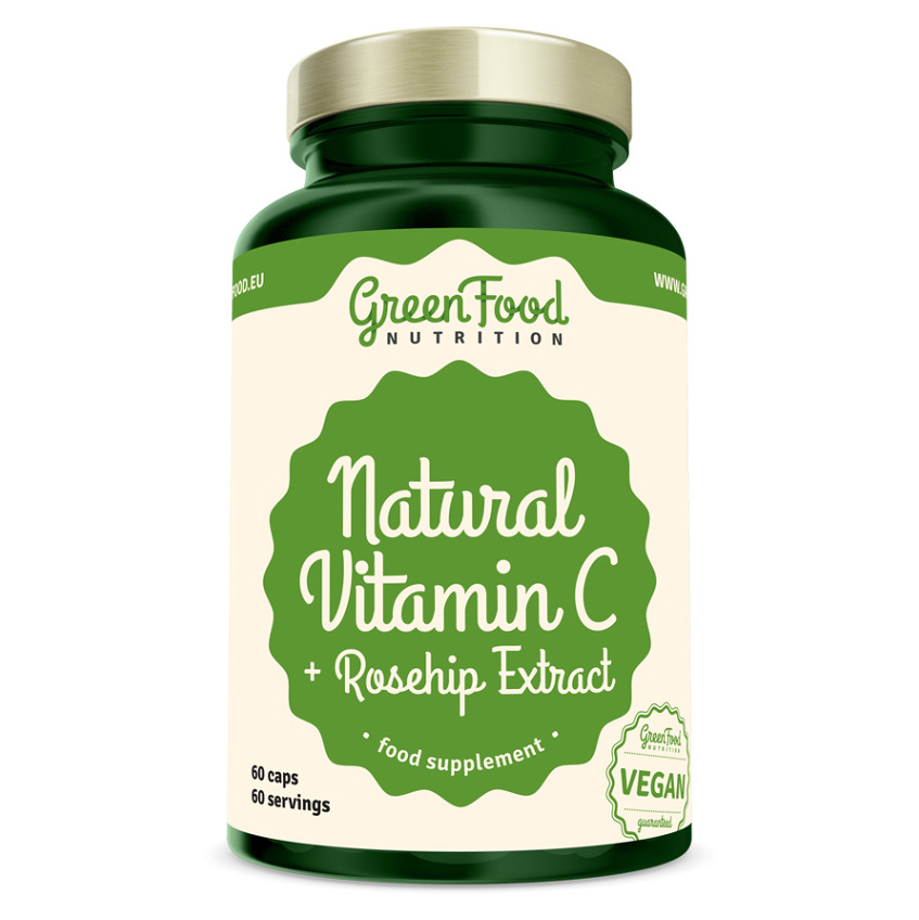 GREENFOOD NUTRITION Natural vitamin C + extrakt ze šípků 60 kapslí