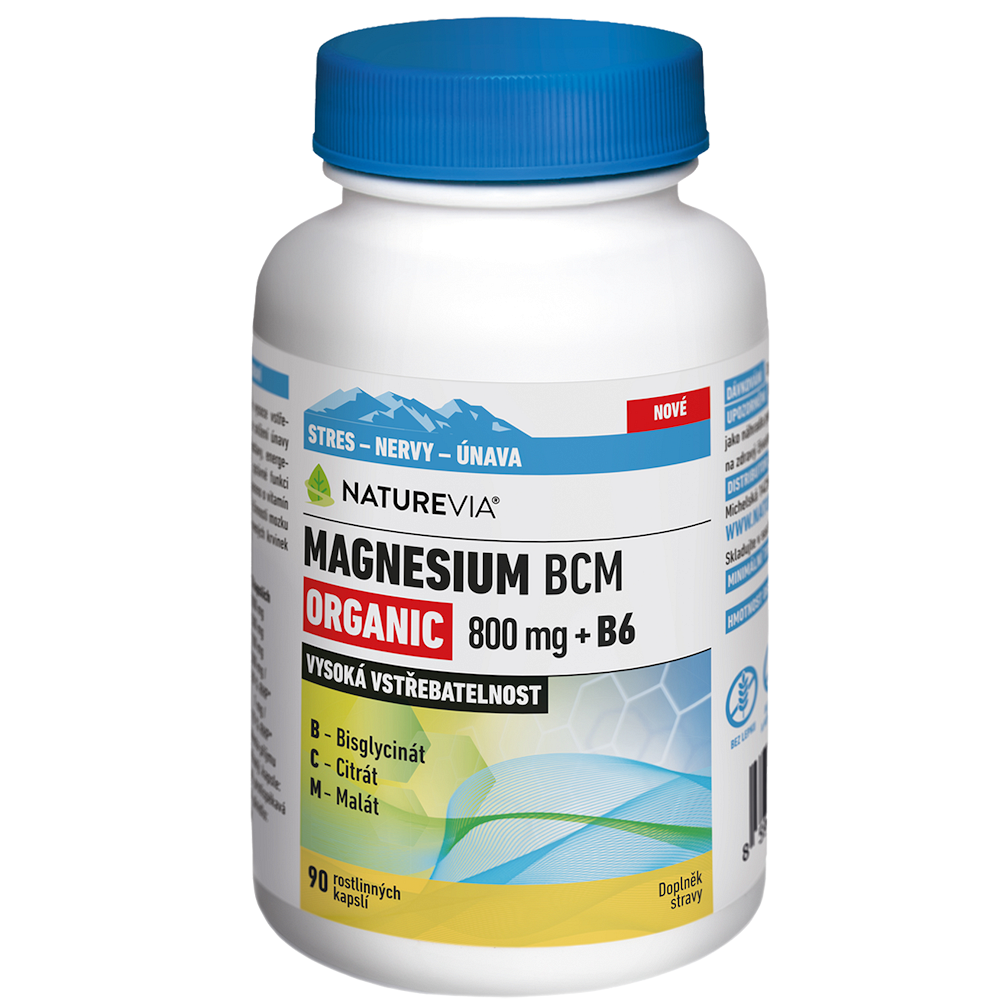 NATUREVIA Magnesium organic BCM 800 mg + B6, 90 kapslí
