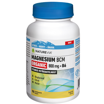 NATUREVIA Magnesium organic BCM 800 mg + B6, 90 kapslí (Hořčík, magnézium) - Vícesložkové