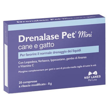 NBF LANES Drenalase Pet Mini Kontrola otoku pro psy a kočky 20 tablet (Veterinární doplňky stravy na vitalitu)
