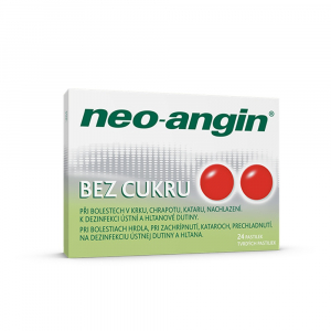 NEO-ANGIN Bez cukru rozpustné pastiky v ústech 24 kusů NEO-ANGIN Bez cukru rozpustné pastiky v ústech 24 kusů