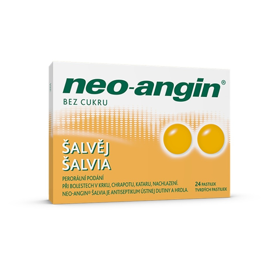 Levně NEO-ANGIN Bez cukru šalvěj rozpustné pastilky v ústech 24 kusů