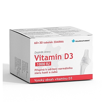 NEURAXPHARM Vitamin D3 60 + 30 tobolek ZDARMA (Na kosti) - Jednosložkové, Přírodní