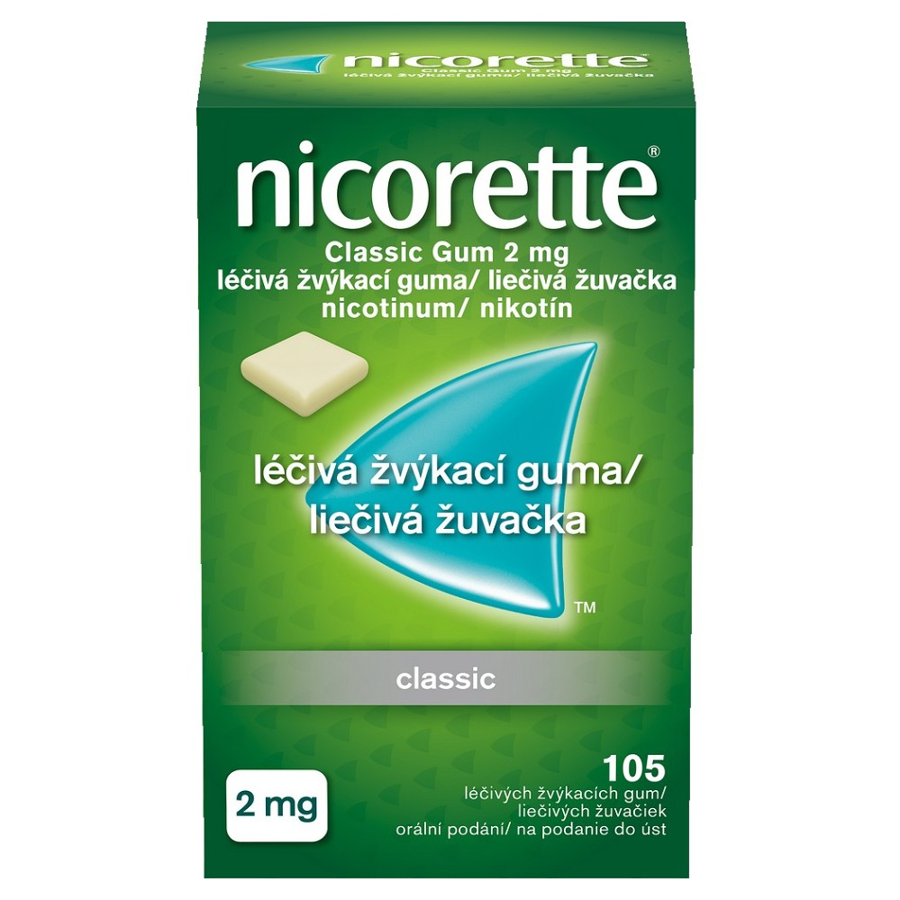 Levně NICORETTE Classic 2 mg Léčivá žvýkací guma 105 kusů