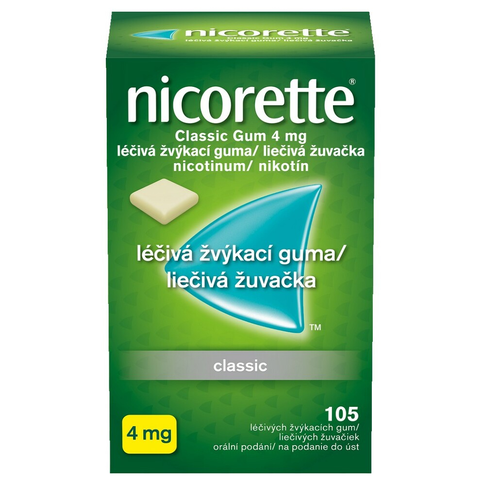 Levně NICORETTE Classic 4 mg Léčivá žvýkací guma 105 kusů