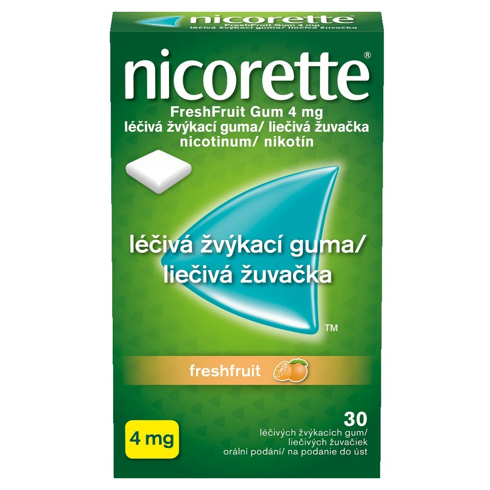 Levně NICORETTE Freshfruit 4 mg Léčivá žvýkací guma 30 kusů