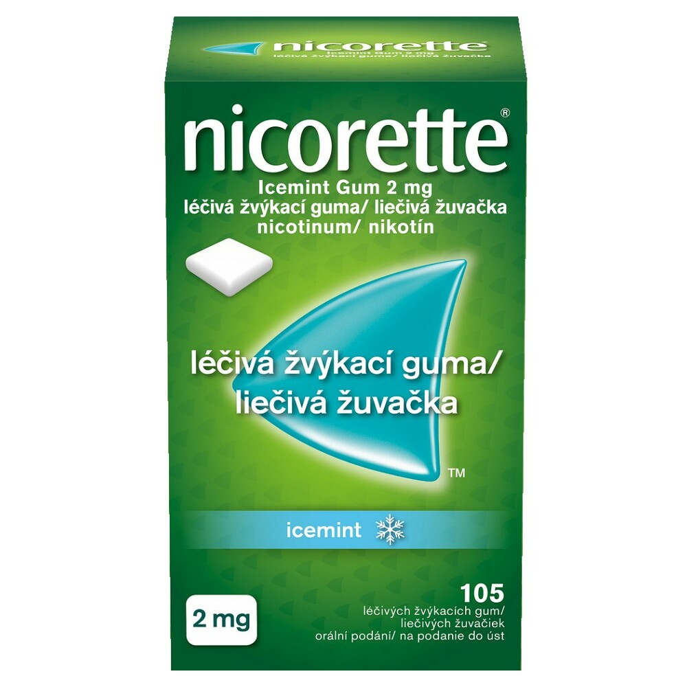 Levně NICORETTE Icemint 2 mg Léčivá žvýkací guma 105 kusů