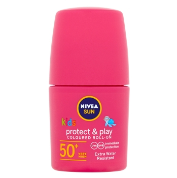 NIVEA Sun Protect&Care Dětské barevné mléko na opalování v kuličce OF 50+ růžová  50 ml