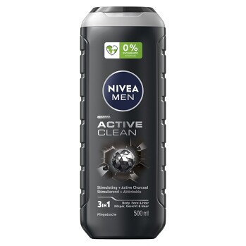 NIVEA Active Clean Sprchový gel pro muže 500 ml (Sprchové gely) - Hydratační, Vyživující