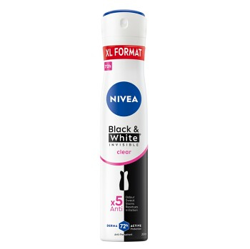 NIVEA Black&White Invisible Clear Antiperspirant sprej 200 ml (Tělové spreje) - Tělové