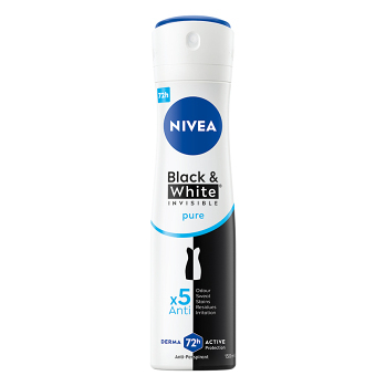 NIVEA  Black & White Invisible Pure Sprej antiperspirant 150 ml (Tělové spreje)