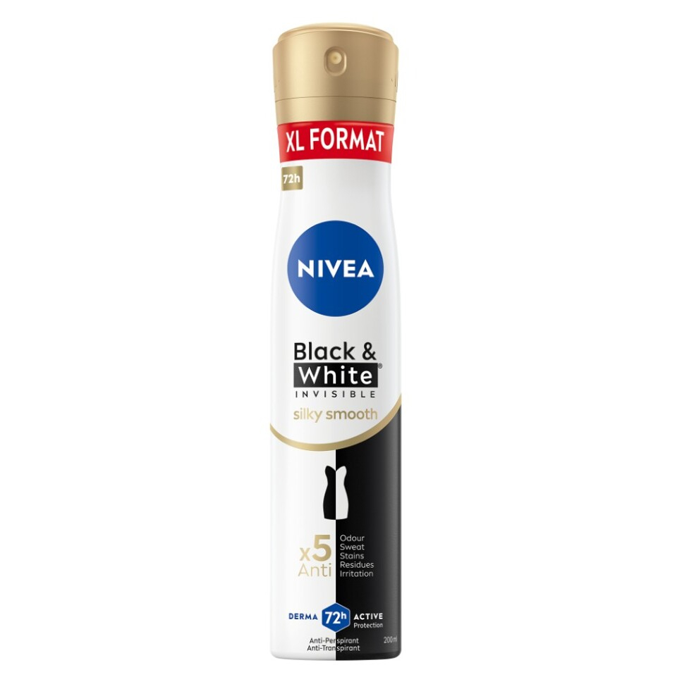 NIVEA Black&White Invisible Silky Smooth Antiperspirant sprej 200 ml