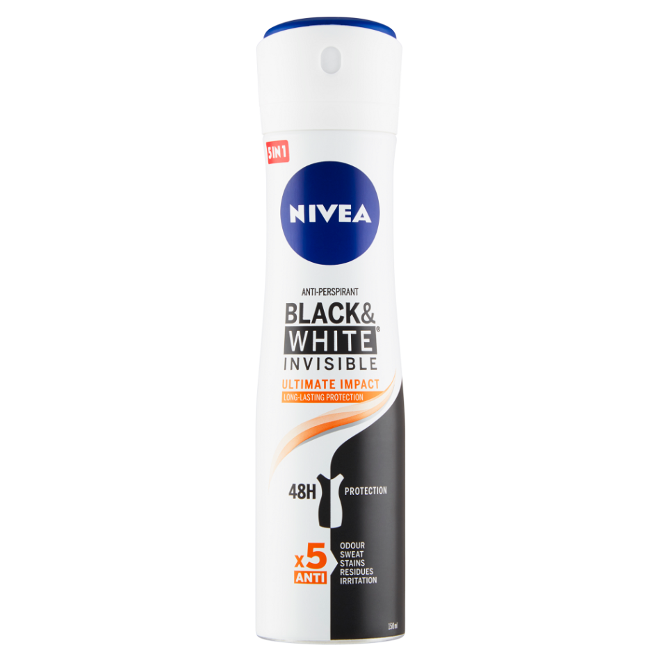 E-shop NIVEA Black&White Invisible Ultimate Impact Antiperspirant sprej 150 ml
