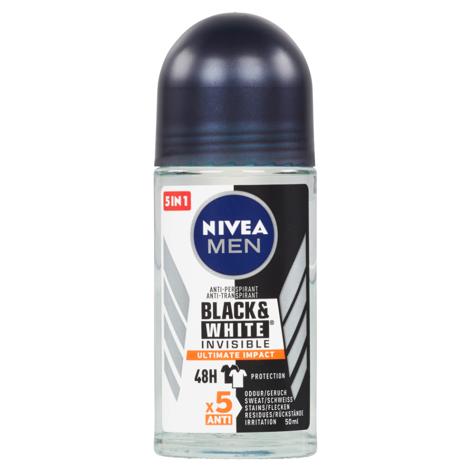 E-shop NIVEA Black&White Invisible Ultimate Impact Kuličkový antiperspirant pro muže 50 ml