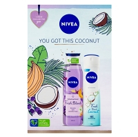 NIVEA Coconut Dárková sada - Sprchový gel Fresh Blends Banana 300 ml + Sprej antiperspirant Fresh Blends Coconut 150 ml