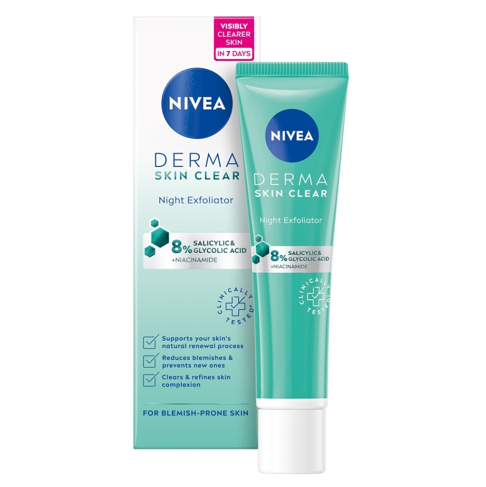 E-shop NIVEA Derma Skin Clear Noční exfoliační pleťový peeling 40 ml