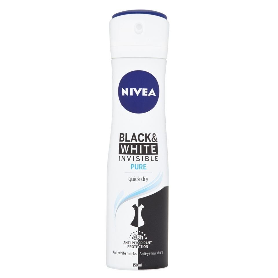 Levně NIVEA Black & White Invisible Pure Sprej antiperspirant 150 ml