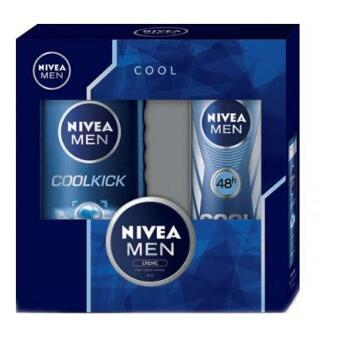 NIVEA MEN Cool Kick – sprchový gel 250 ml + deo sprej 150 ml + krém 30 ml