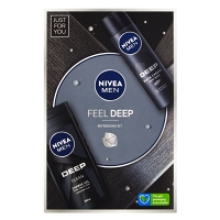 NIVEA Men Feel Deep Deo Deep Dárková sada - Sprej antiperspirant Deep 150 ml + Sprchový gel na tělo, tvář a vlasy Deep 250 ml