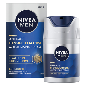 NIVEA Men Hyaluron Hydratační pleťový krém proti vráskám 50 ml (Denní krémy) - Hydratační, Regenerační, Vyživující, Zpevňující