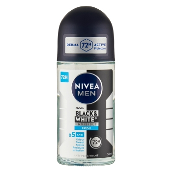 NIVEA Men Black & White Invisible Fresh Kuličkový antiperspirant 50 ml (Roll-on deodoranty)