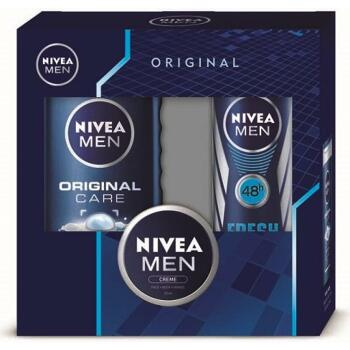 NIVEA MEN Original Care – sprchový gel 250 ml + deo sprej 150 ml + krém 30 ml