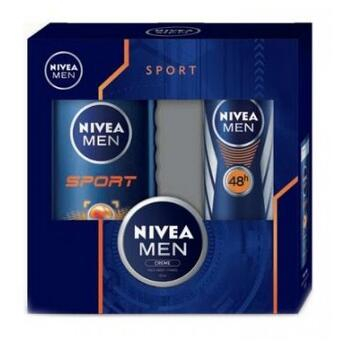 NIVEA MEN Sport – sprchový gel 250 ml + deo sprej 150 ml + krém 30 ml