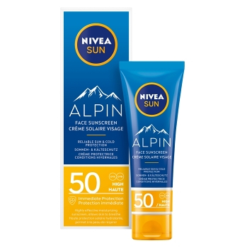 NIVEA Sun Pleťový krém na opalování Alpin SPF50 50 ml (Opalovací krémy) - Hydratační