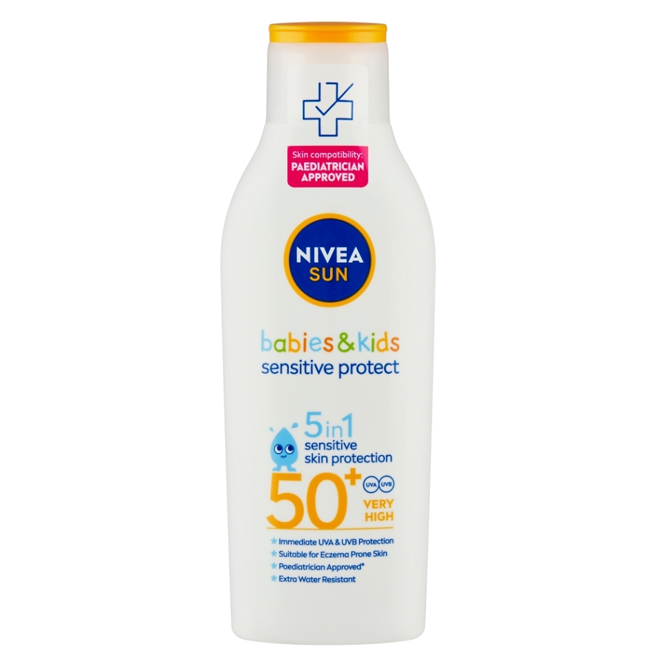 Levně NIVEA Sun Dětské mléko na opalování Sensitive OF 50+ 200 ml