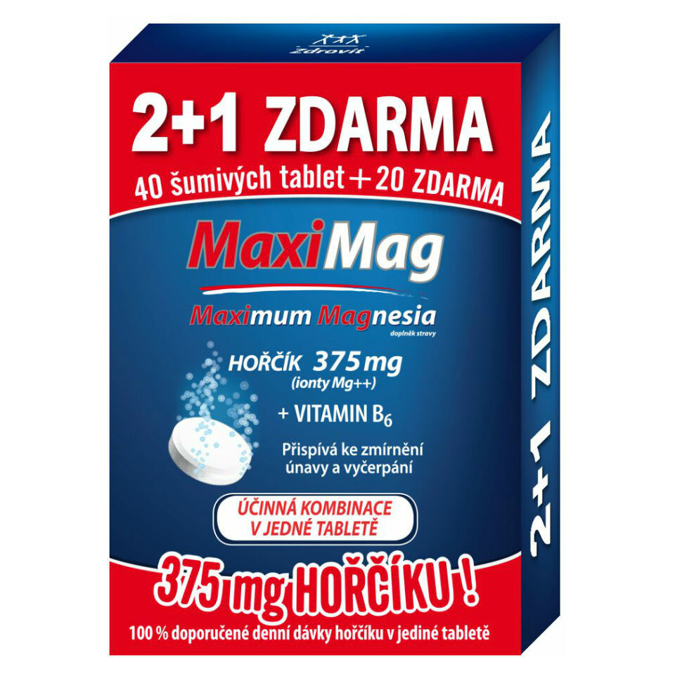 MAXIMAG Hořčík 375 mg + vitamín B6 60 šumivých tablet