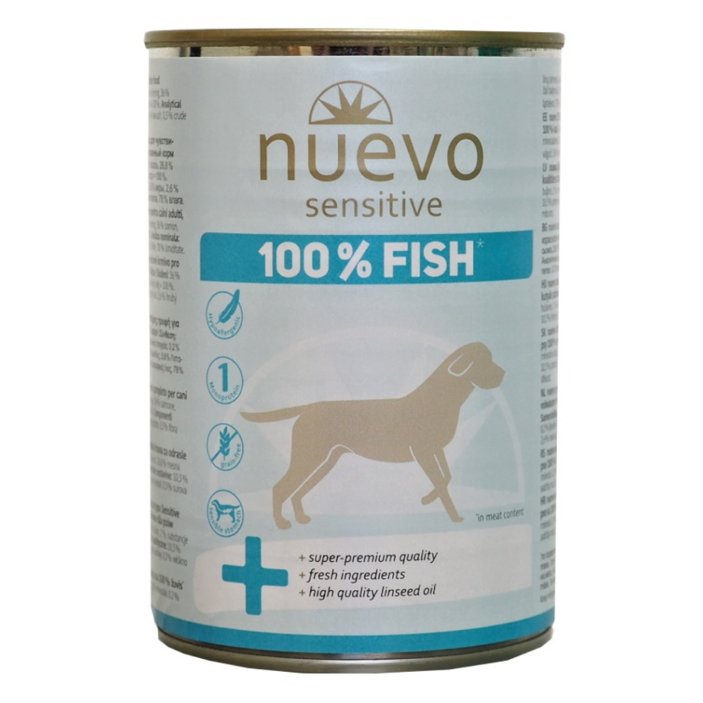 Levně NUEVO Sensitive Rybí Monoprotein konzerva pro psy 375 g