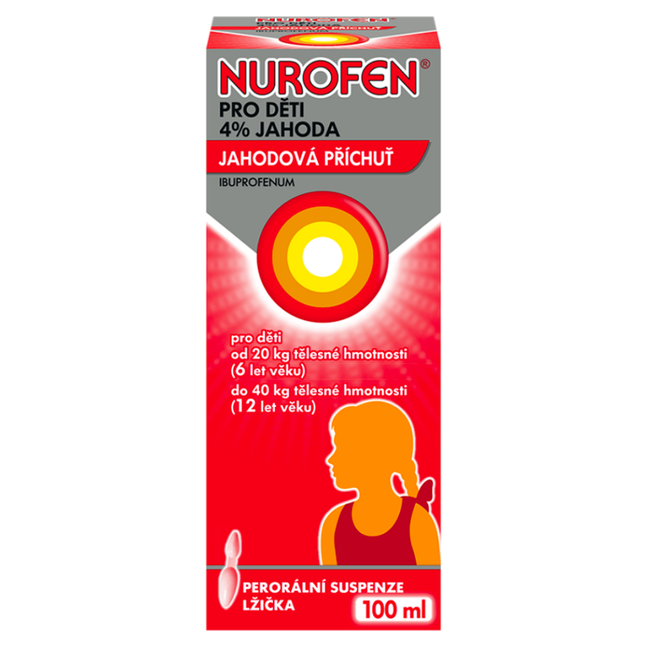 Levně NUROFEN Pro děti 4% jahoda suspenze 40 mg/ml 100 ml