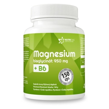 NUTRICIUS Magnesium bisglycinát 950 mg + B6  150 kapslí (Hořčík, magnézium) - Vícesložkové