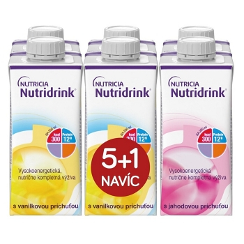 NUTRIDRINK Balíček 5+1 vanilka a jahoda 6 x 200 ml (Výživa v nemoci a pro seniory)