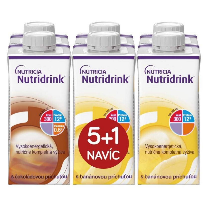 NUTRIDRINK Balíček 5+1 čokolada a banán 6 x 200 ml