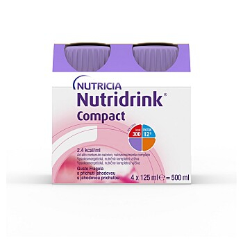 NUTRIDRINK Compact s příchutí jahoda 4 x 125 ml (Výživa v nemoci a pro seniory)
