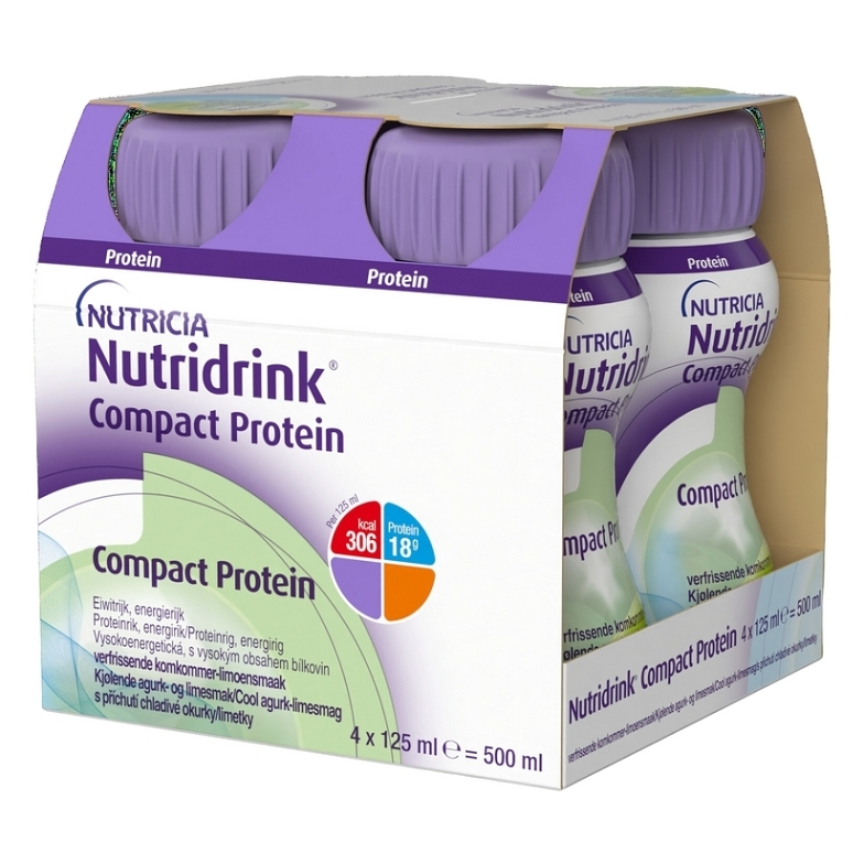 E-shop NUTRIDRINK Compact protein příchuť chladivého okurky a limetky 4 x 125 ml