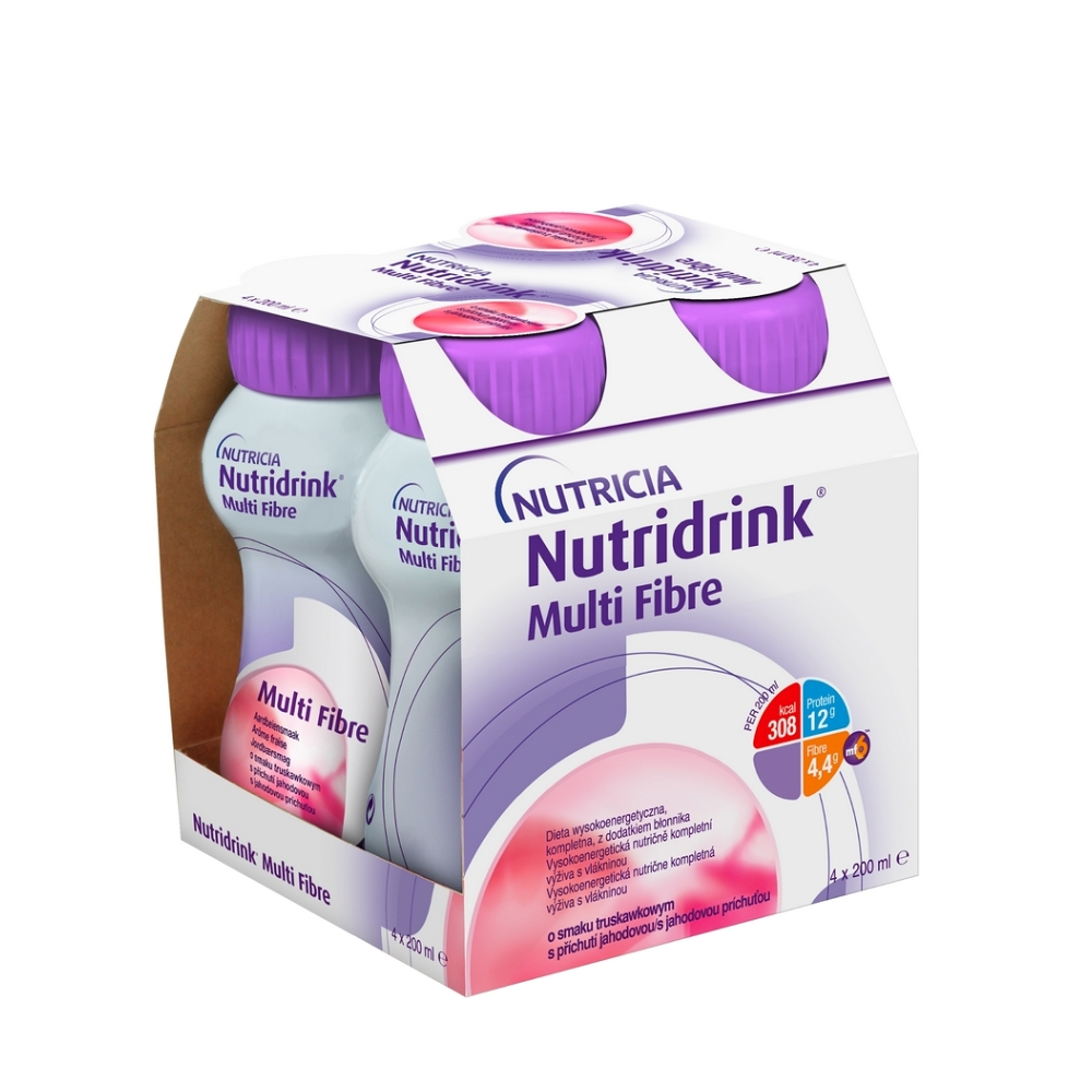 E-shop NUTRIDRINK Multifibre s příchutí jahodovou 4 x 200 ml
