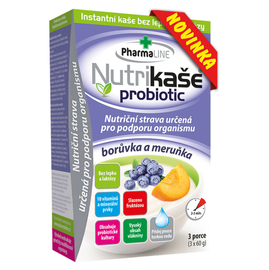 E-shop PHARMALINE Nutrikaše probiotic Meruňka a borůvka 3 x 60g