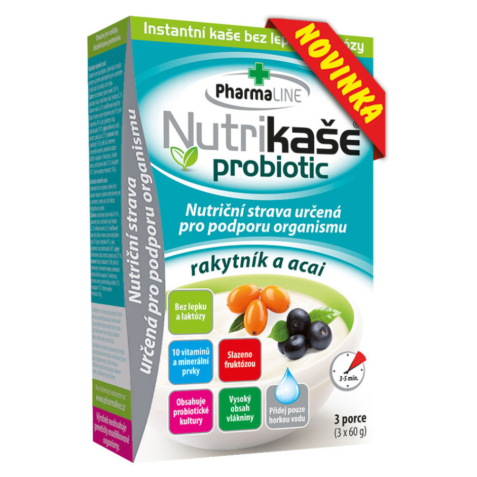 PHARMALINE Nutrikaše probiotic Rakytník a acai 3 x 60g